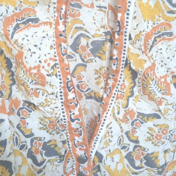 Free People orange white sun open back long sleeve dressBoho flounce sz XS. - Picture 8 of 8